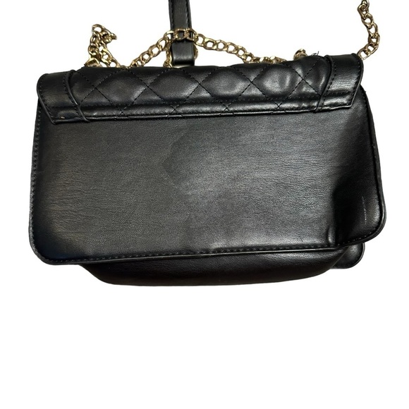 Badgley Mischka Black Quilted Crossbody Bag Gold Chain - Picture 8 of 11
